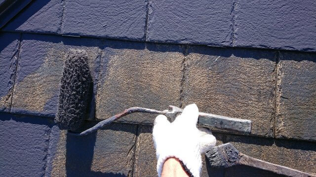 甘楽郡甘楽町 屋根塗装 上塗り１回目 ミヤケン