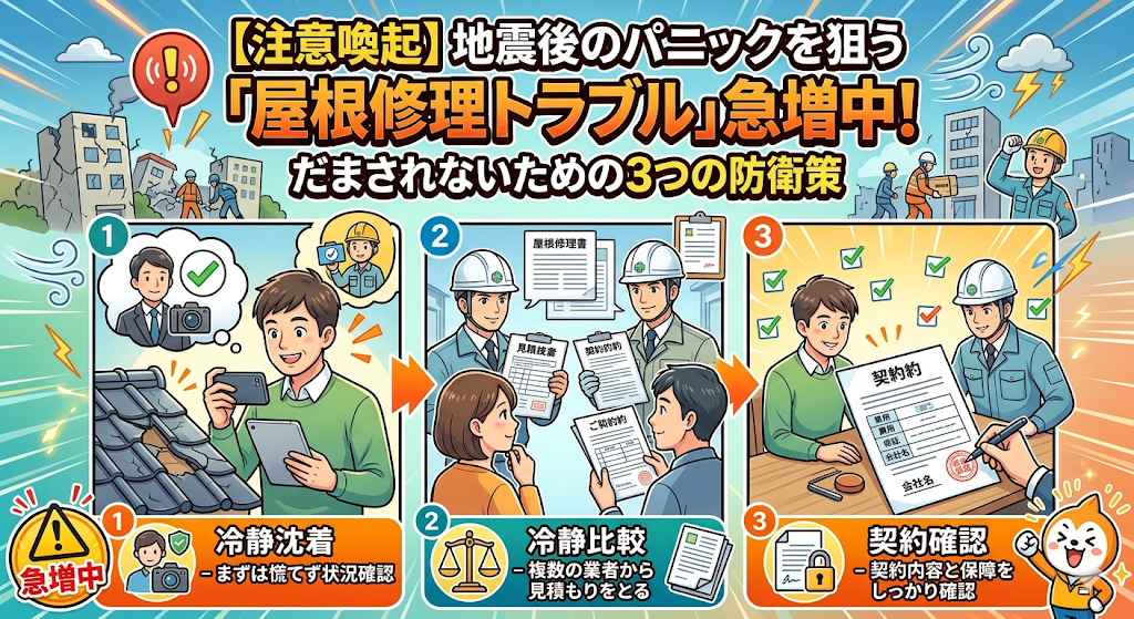 【注意喚起】 地震後のパニックを狙う「屋根修理トラブル」急増中！ だまされないための3つの防衛策 | 