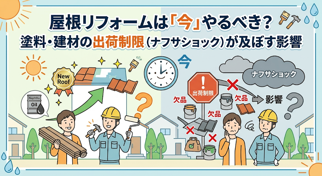 屋根リフォームは「今」やるべき？塗料・建材の出荷制限（ナフサショック）が及ぼす影響 | 