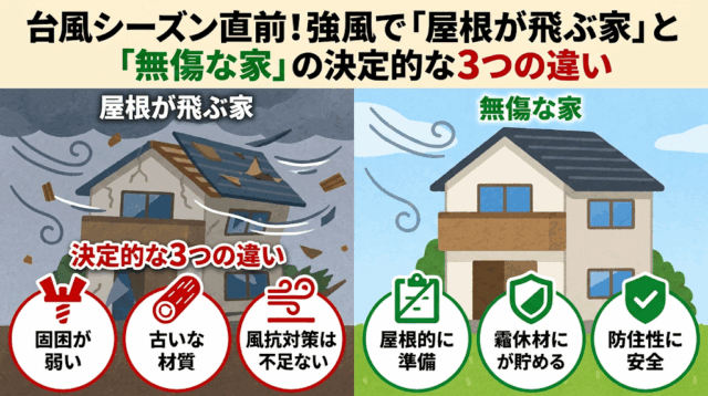 台風シーズン直前！強風で「屋根が飛ぶ家」と「無傷な家」の決定的な3つの違い | その他
